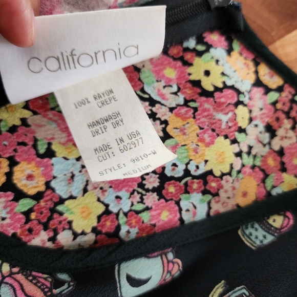 Vintage 90’s 701 California Black Multifloral Print Maxi Dress Size Medium - Picture 12 of 12